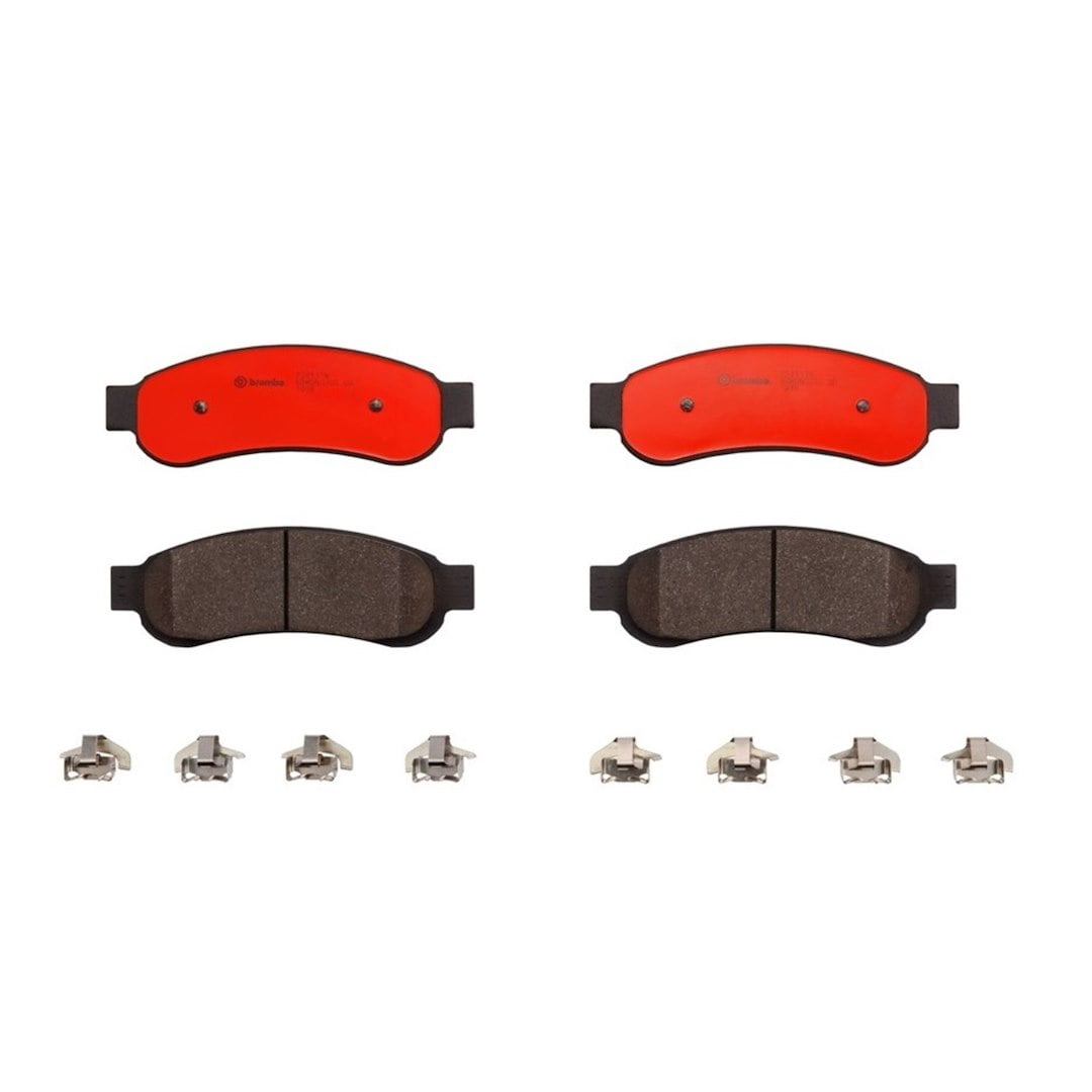 Brembo KTX4056; Brake Kit; Low-Metallic Brake Pads; 239 Millimeter Xtra Solid Drilled High Carbon Cast Iron Rotor; With Rotors/ Pads/ Anti-Rattle Spring/ Mounting Hardware