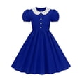 thumbnail image 3 of Vividxx Girls Dress Puff Sleeve Dress Color Block Dresses Party Daily Wear For Kids Formal 8-9 Years, 3 of 9
