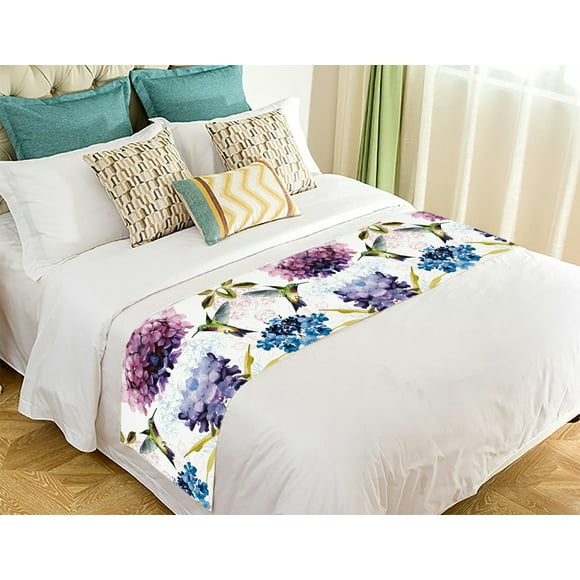 GCKG Hummingbird Painting Bed Runner Bedding Scarf Bedding Decor 20x95 inches