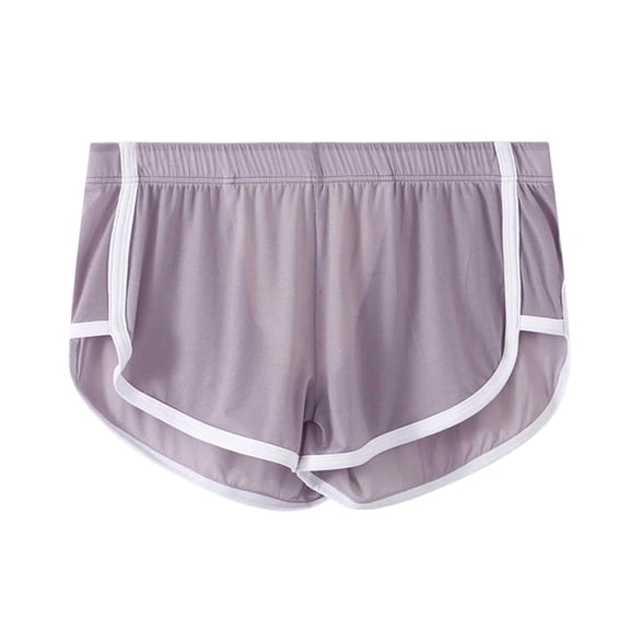 Men's Mesh 3 Inch Retro Workout Shorts Lounge Running Gym Athletic Fitness Casual Booty Short Shorts Boxers Breathable Lounge Shorts(Light Purple,L)