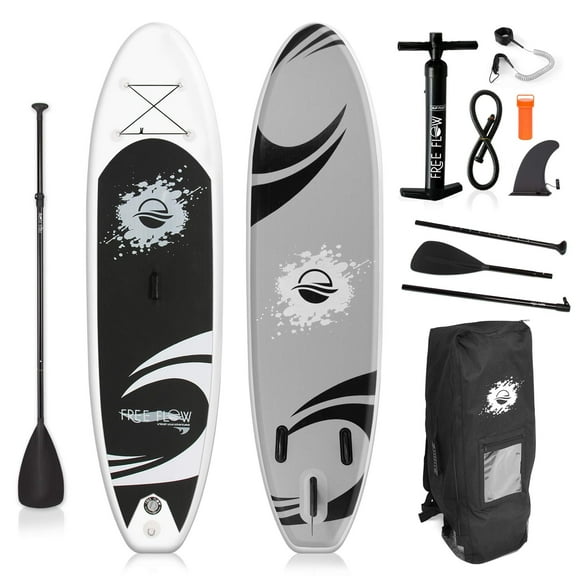 SereneLife Inflatable Stand Up Paddle Board - Wide Stable Design, Non-Slip Deck for Adults & Youth with Premium Paddle Board Accessories: Carry Bag, Dual Action Pump, Paddle, Ankle Leash - 10'6"