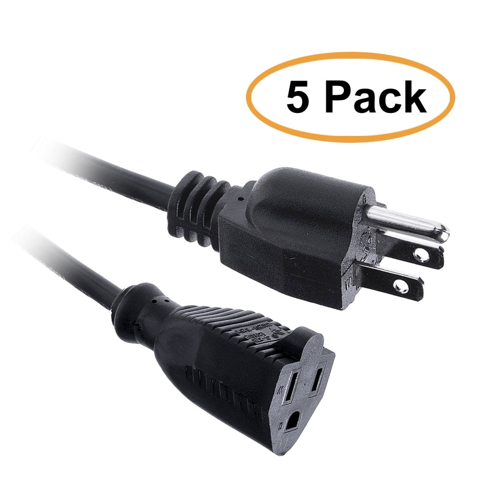 US 3-prong AC Power Extension cable cord NEMA 5-15P to 5-15R Strip Outlet Saver