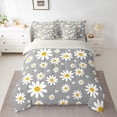 thumbnail image 2 of jejeloiu Cartoon Cute Floral 7-Piece Bedding Comforter Set,Kawaii Daisy Blossom King Bedding Sets,Gray White Bed Sheets For Girl,Ultra Soft Home Decor Reversible, 2 of 8