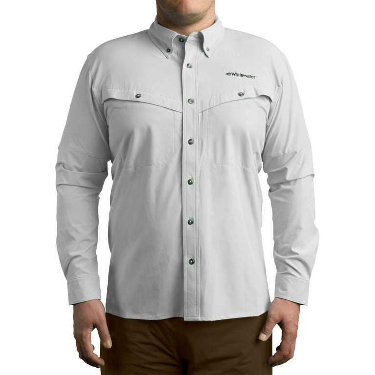 Whitewater Lightweight Moisture Wicking Long Sleeve Fishing Shirt with UPF  50 (Glacier Grey, 3X-Large)