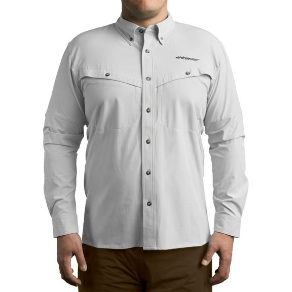 Whitewater Lightweight Moisture Wicking Long Sleeve Fishing Shirt with UPF 50 (Glacier Grey, Small)