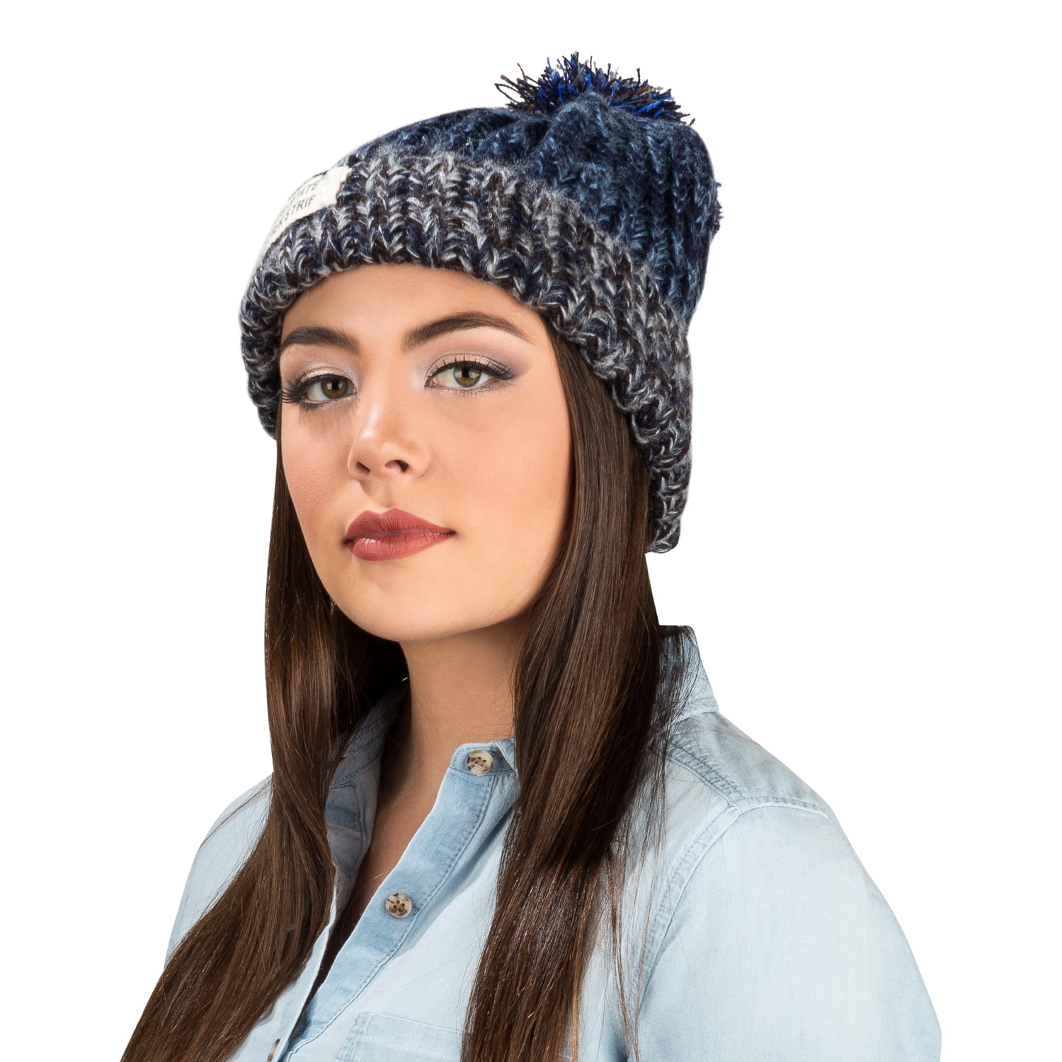 Women's Echo PomPom Warm Knitted Casual Beanie and Soft Plush Infinity Scarf Bundle