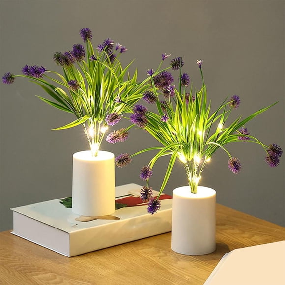 Feltree Thistle Flower Night Light, White Simulation Flower Lamp for Home Decor, Battery-Operated Ambient Bedroom Light with Soft Glow, Festive Potted Decor for Living Room, Gift Idea