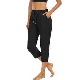 Women's Yoga Capri Pants with Pockets Lounge Crop Pants Tummy Control  Stretch Workout Flare Running Pants