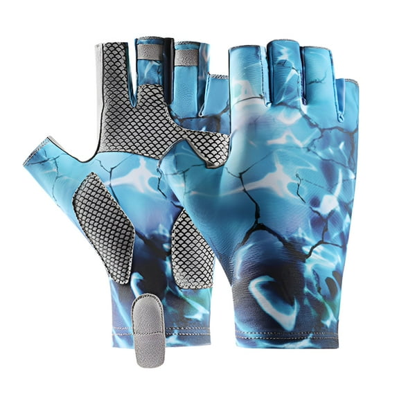 TELOLY 1Pair Breathable Fishing Gloves UPF50  Sun Gloves UV Fingerless Gloves for Men Women Outdoor Canoeing Hunting