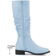 thumbnail image 4 of BLISSFUL STEP Women's Slouch Knee High Boots Round Toe Low Block Heel Faux Suede Boots Sky Blue 7, 4 of 7