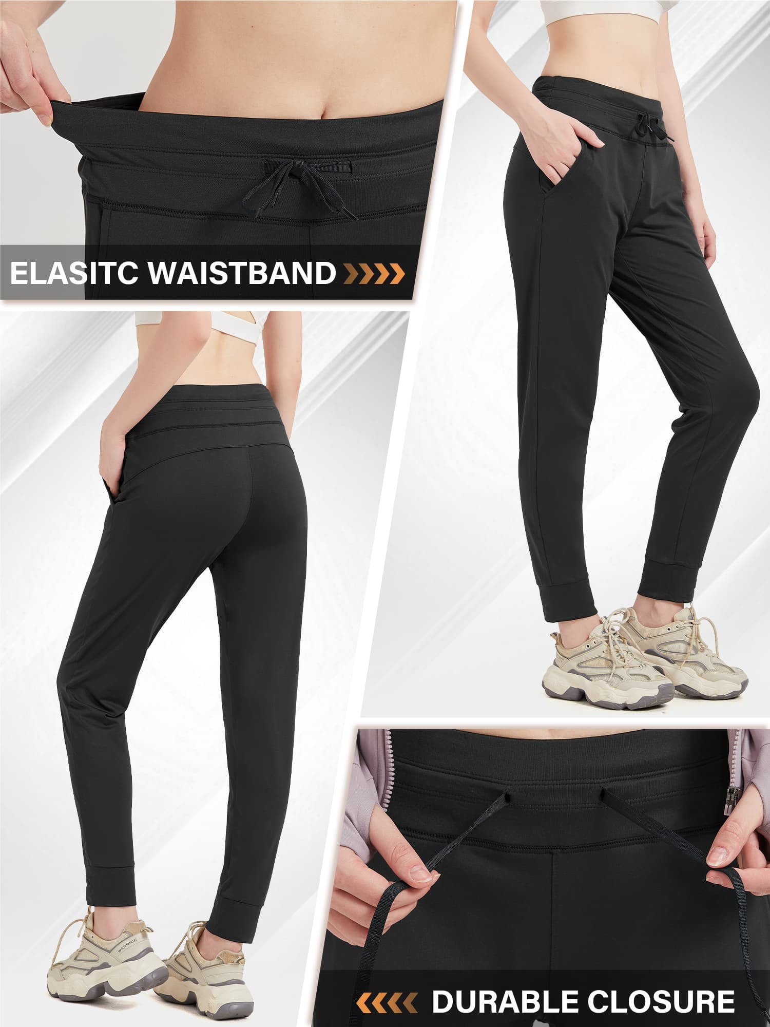 FEN AI Women Fleece Lined Pants Water Resistant Thermal Winter Pants Casual High Waisted Joggers Sweatpants for Hiking Running with Pockets