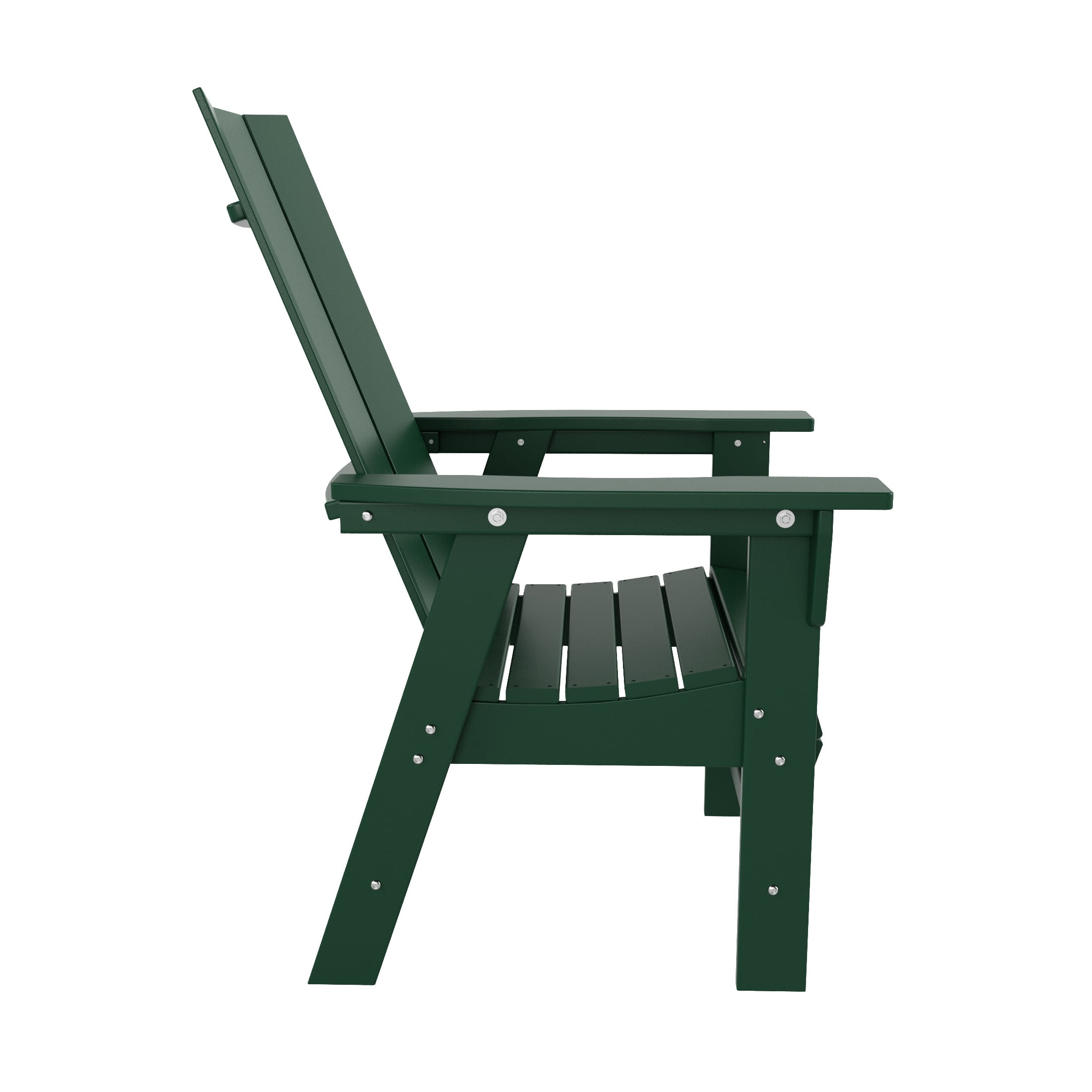 WestinTrends Ashore 5 Pieces Adirondack Outdoor Dining Set, All Weather Poly Lumber Slatted Modern Farmhouse Patio Furniture Set, 47" Trestle Round Table and 4 Adirondack Dining Chair, Dark Green