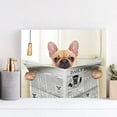 AVOI French Bulldog Dog Sitting on Toilet and Reading Magazine Canvas ...