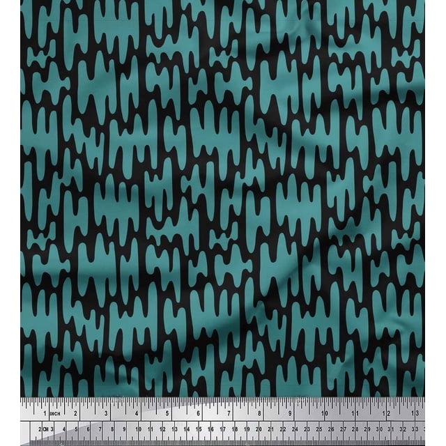 Soimoi Black Poly Georgette Fabric Liquid Drip Abstract Decor Fabric Printed Yard 52 Inch Wide
