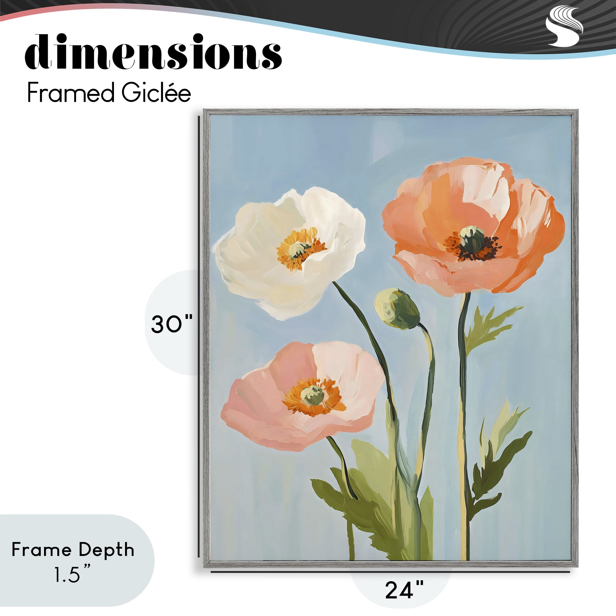 Stupell Industries Pastel Poppy Blooming Trio Gray Framed Giclee Art, design by The Prints Vibe