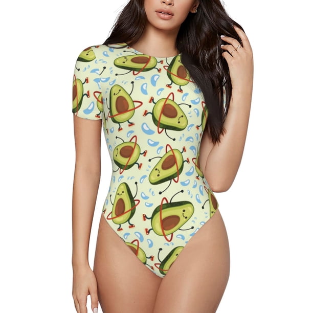 Fotbe Avocado Doing Sport Body de Mujer con Cuello Redondo y Mangas Cortas, Sin Mangas Ajustado, Suave, Cómodo y Básico-Medium
