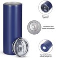 thumbnail image 4 of 4 Pack 20 oz Skinny Straight Tumbler Bulk, Stainless Steel Double Wall Insulated Tumblers with Lids and Straws, 20 oz Slim Travel Cup for Drinks Coffee Water, Diy Gift Tumbler, Navy Blue, 4 of 6