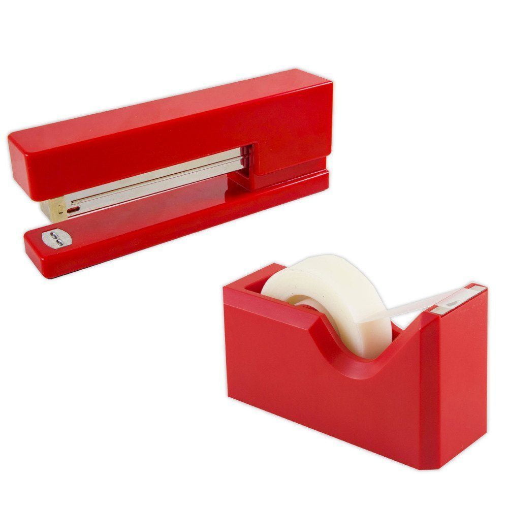 JAM Office & Desk Set, Red, 2/Pack, 1 Stapler & 1 Tape Dispenser