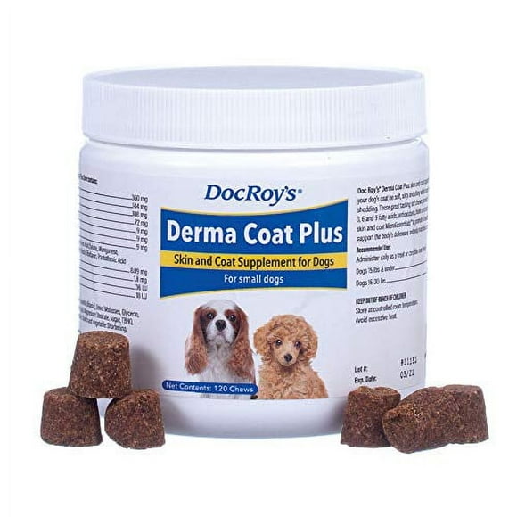 Doc Roy's Derma Coat Plus Supplement for Small Dogs - 120 ct Chews