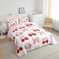 thumbnail image 4 of Feelyou Kawaii Buffalo Bowknot Queen Comforter Set, Fashion Ribbon Strawberry Bedding Sets, Princess Pink Cartoon Reversible Bedding Comforter Set, Microfiber Bedroom Decor, 3 Pieces, 4 of 9