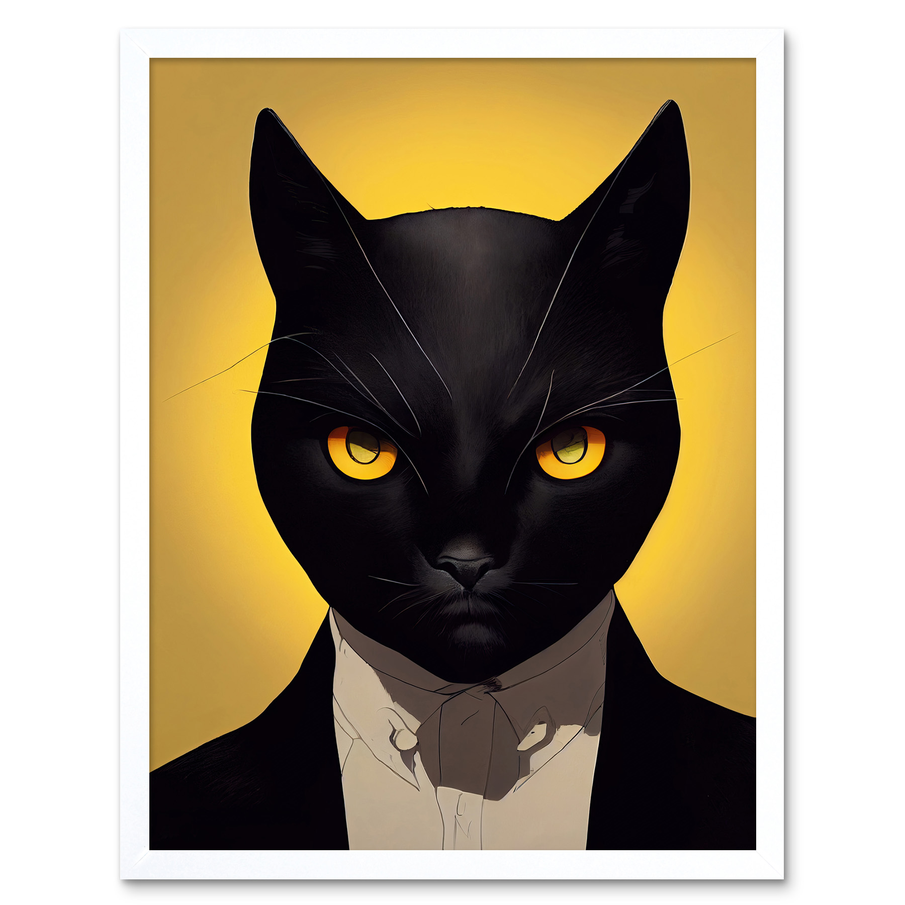 Le Chat Noir Black Cat Tuxedo Yellow Portrait Art Print Framed Poster ...