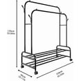 thumbnail image 5 of Fybee Heavy Duty Rolling Clothing Rack, Adjustable Double Rod Garment Organizer with 2 Shelves & Hooks, Mobile Wardrobe for Bedroom/Closet, Black, 5 of 11
