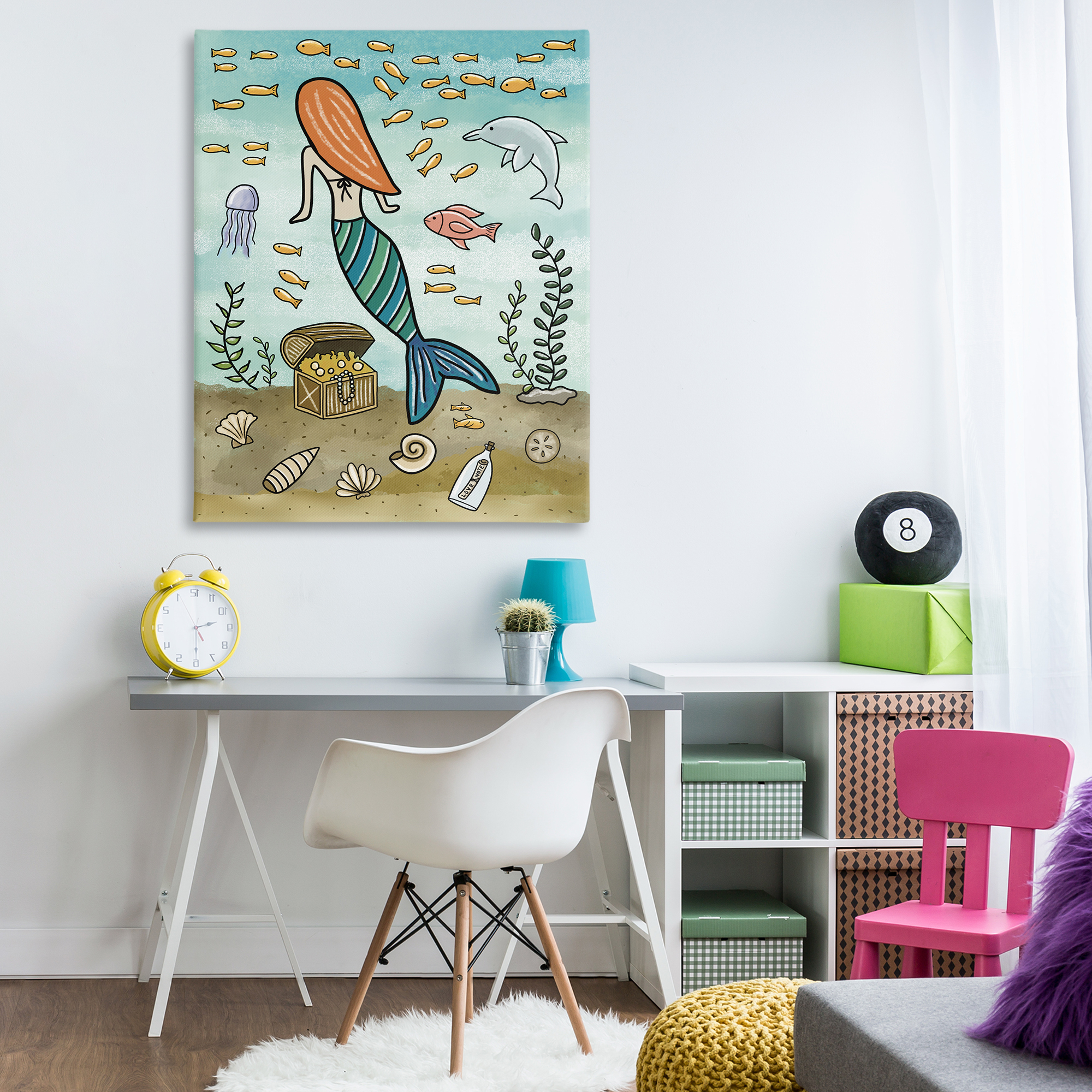 Mermaid Treasure Love Note Canvas Wall Art, design by Jennifer Stith