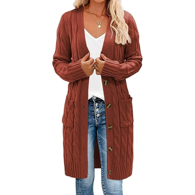Guardoinrt Cardigan Polyvalent et Chic pour Femmes, Tendance avec Jeans et Jupes, pour le Travail Ou les Loisirs, Rouge Chaud m