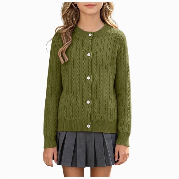 NIEWTR Toddler Boys & Girls Crewneck Sweater Cardigan Kids Long Sleeve Button Knit Tops Outwear2t 3t 4t 5t 6t 7t(A-Green,9-10 Years)
