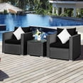thumbnail image 1 of Costway 3PCS Patio Rattan Wicker Furniture Set Sofa Table W/Cushion Yard Black, 1 of 10