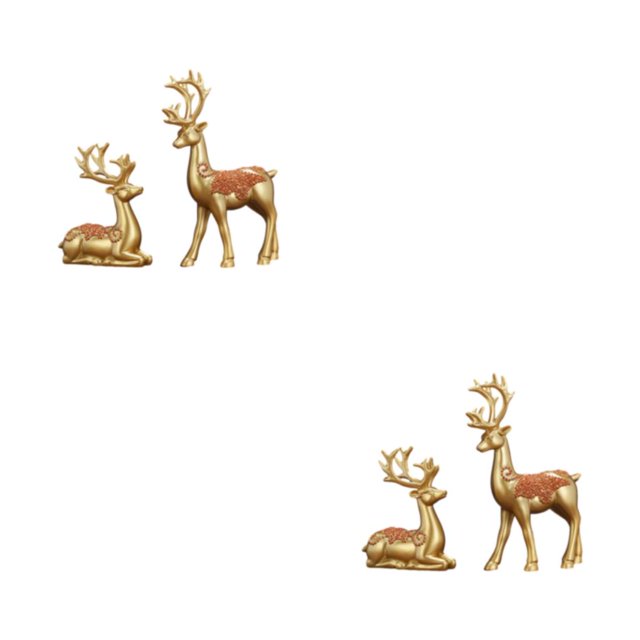 Yuarrent Estatuilla de resina de estilo único para un hogar elegante – Decoración hecha a mano Estatua de decoración elegante Ciervo de la Ciervo de la suerte/oro 2Conjunto