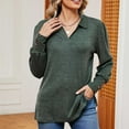 thumbnail image 2 of XuJwPNcy Long Sleeve Shirts for Women Collared V Neck Tshirts Fall Loose Baggy Tops Tunic Blouses, 2 of 4