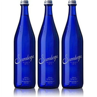 Saratoga Natural Spring Water, .. 28oz Cobalt Blue Glass .. Bottle (Pack of 3, .. Total of 84 Fl .. Oz)
