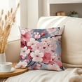 thumbnail image 3 of Ethan Taylor Floral Throw Pillow Soft Cushion Cover 'Japanese Zen Flower Sakura Cherry Blossom III Asian Flowers in Bloom' Pattern Decorative Square Accent Pillow Case, 18x18 Inches, Blue, Pink, 3 of 5