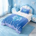 thumbnail image 2 of meiyoeat Ice Sequin Print Monogram T Twin Comforter Sets,Blue Bowknot Initial Aesthetic Bedding Set For Girl,Colorful Stars Reversible,2-Piece,1 Comforter and 1 Pillowcase, 2 of 7