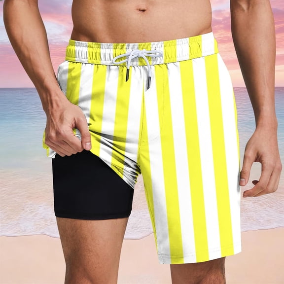 Vetsdori Mens Dry Fit Shorts Beach Summer Short Pants Lining 2 in 1,Casual Swim Trunks Hombre Shorts for Men Breathable,Size L