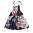 thumbnail image 2 of Spazoro Little & Big Girls Princess Dress, Crew Neck 2025 New Style Floral Print Sleeveless Summer Dresses for Child Girls Blue Size 6 T, 2 of 3