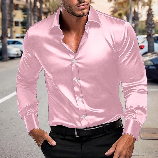 NaWent Mens Dress Shirts Solid Long Sleeve Button Down Shirts formal Casual Business Prom Party Wedding