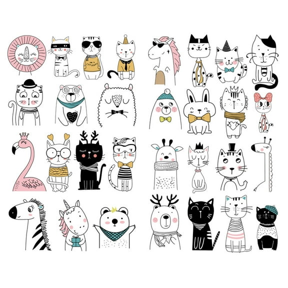 Hand Draw Animal Precut Cute Aesthetic Diary Travel Paper Journal Stickers Scrapbooking Stationery Sticker Flakes Art Supplies
