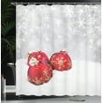 thumbnail image 4 of Ambesonne Christmas Shower Curtain, Baubles on Snowflake, 69"Wx70"L, Red White, 4 of 5