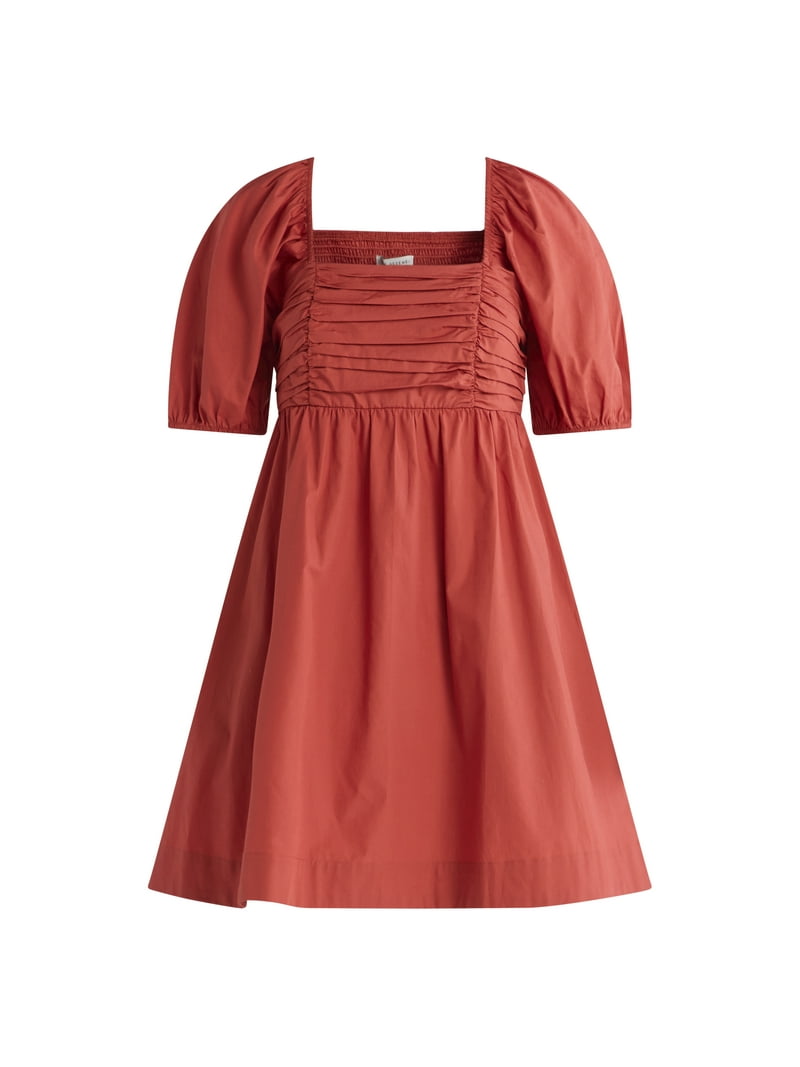 white christmas dresses Cotton Island Shirred Maxi Dress in Red Flame main image 0