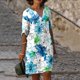 thumbnail image 1 of WILLBEST Vestidos de Mujer Vestido Estampado Vintage para Mujer Vestido con Cuello En V Vestido Diario de Longitud Media Vestido de Media Manga Vestido de Verano de Moda Extra Grande, 1 of 3