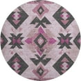 thumbnail image 2 of Addison Rugs Mayfield Premium Machine Washable Transitional Aztec Pink Round Rug, 8' x 8', 2 of 6