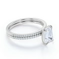 thumbnail image 3 of JeenMata 2 Emerald Cut Moissanite Wedding Ring Set in 18k White Gold Over Silver Elegant Ring, 3 of 7