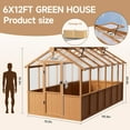thumbnail image 6 of EASYHAWK 6 ft. x 12 ft. Wood Greenhouse for Outdoors, Polycarbonate Panel Wooden Walk-in Greenhouse Kit and Adjustable Roof Vent Backyard Garden,Patio, 6 of 7