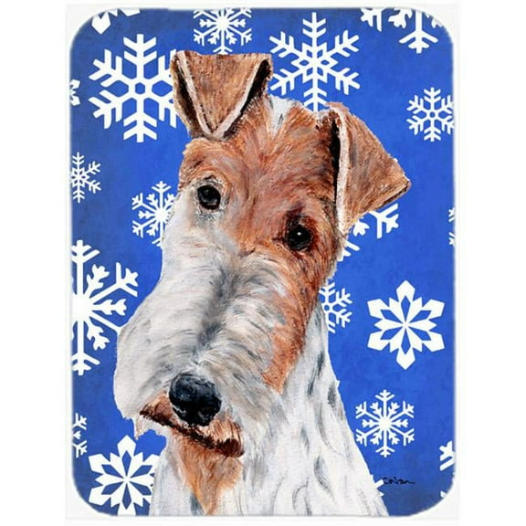 Wire Fox Terrier Winter Snowflakes Mouse Pad, Hot Pad Or Trivet, 7.75 x 9.25 In.