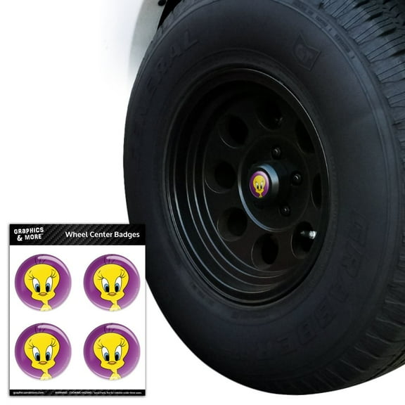 Looney Tunes Tweety Bird Tire Wheel Center Cap Resin-Topped Badges Stickers