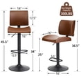 thumbnail image 3 of FIRAVOE Swivel Bar Stools Set of 4, Counter Height Bar Stools with Backs, Adjustable Ergonomic Bar Stools, Modern Faux Leather Barstools Bar Chairs Stools for Kitchen Island, Brown, 3 of 9
