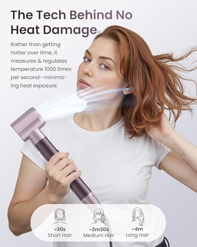 5 in 1 Air Styler with High-Speed Blow Dryer, Dual Voltage Hair Dryer Brush with Travel Bag, Anti-Frizz, Compact - Purple