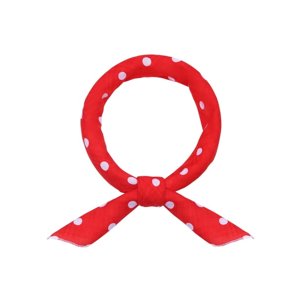 BUFANDAS DE ALGODÓN MEZCLADO CON LUNARES IMPRESOS INSPIRE CHIC para Mujeres, Pañuelo de Cabeza Cuadrado Pequeño Retro de los Años 50 21.7x21.7" Rojo